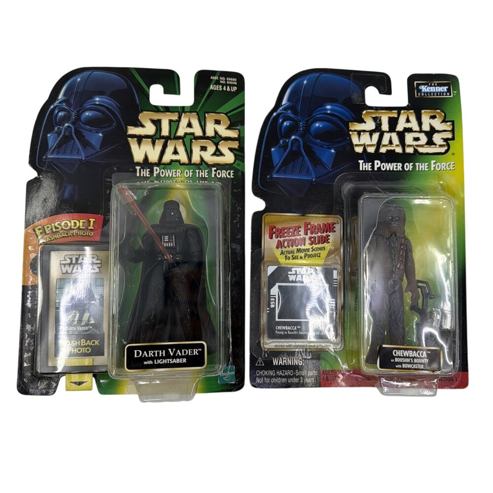 Star Wars Power of the Force Chewbacca & Darth Vader Lot of 2 Kenner Sealed